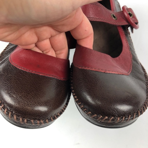 Indigo by Clarks Brown Red Leather Mary Jane Heels - Picture 4 of 8